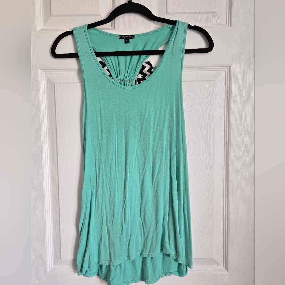 Aqua Sleeveless Tank Top With Bow